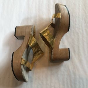 Calleen Cordero Metallic Gold Strappy Sandal